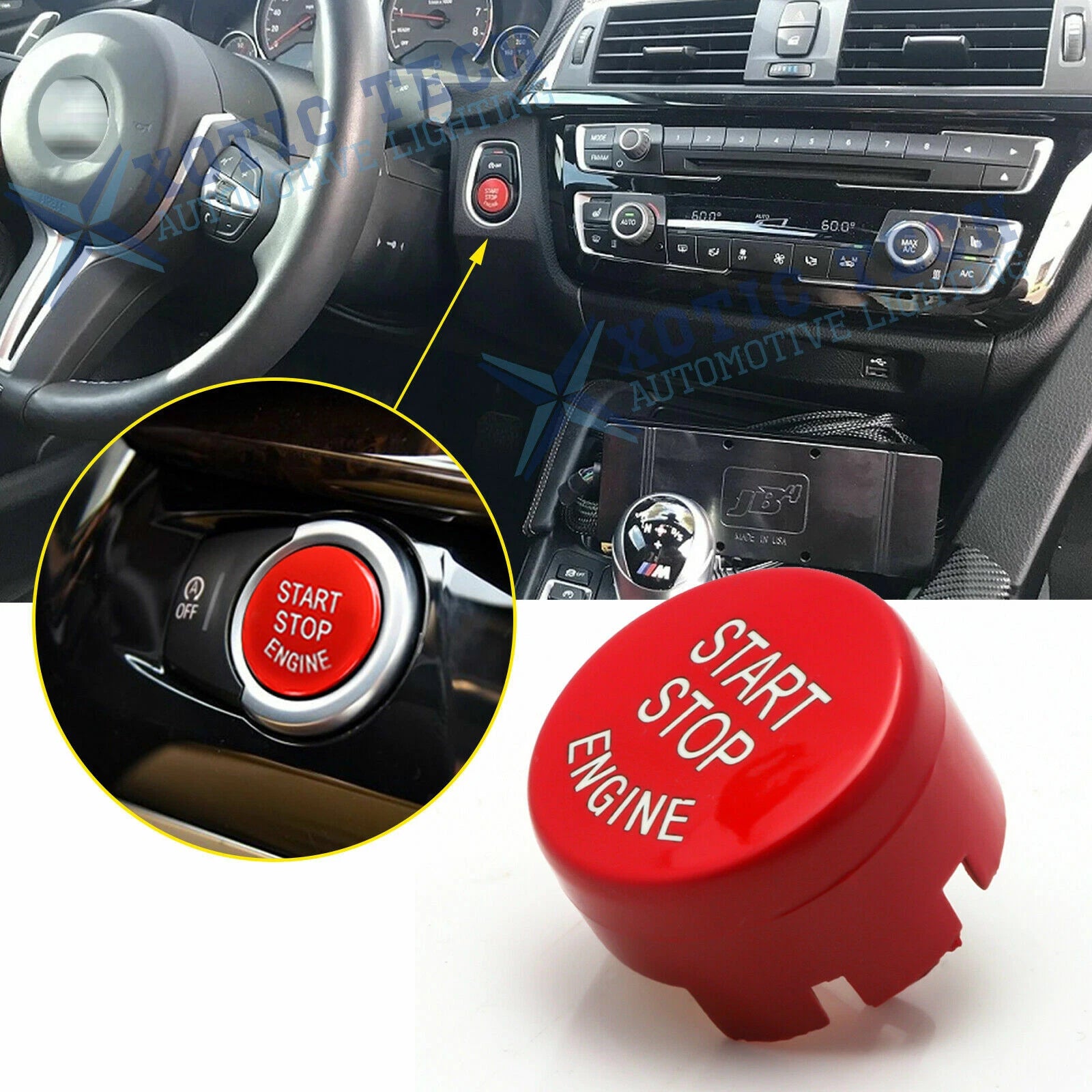 Red Engine Start Stop Push Button Cover Trim for BMW (2010–2019)