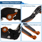 Short Long Brake Clutch Levers for Suzuki GSX-S1000/F/S/ABS (2015–2020) Black Orange
