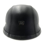 Black Leather Half Face Helmet for Motorcycle (DOT Approved, XL)
