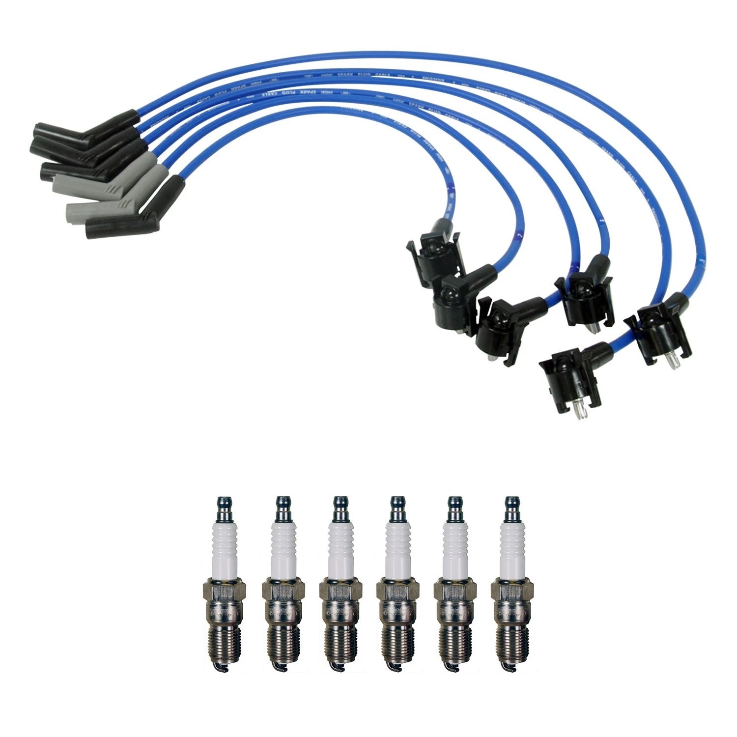 NGK 8mm Wire Set & Denso Spark Plug Kit for Mazda B3000 (1994–2006)