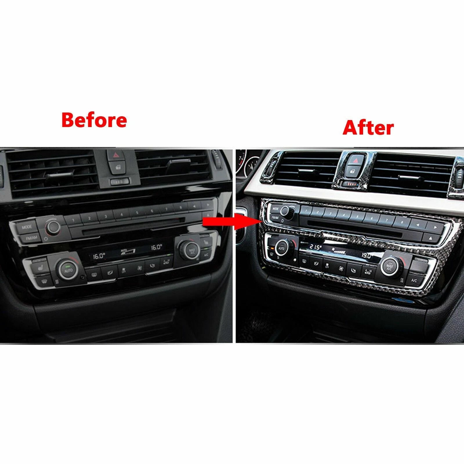 Carbon Fiber Interior Media AC Control Panel Trim for BMW 3 4 Series (F30)