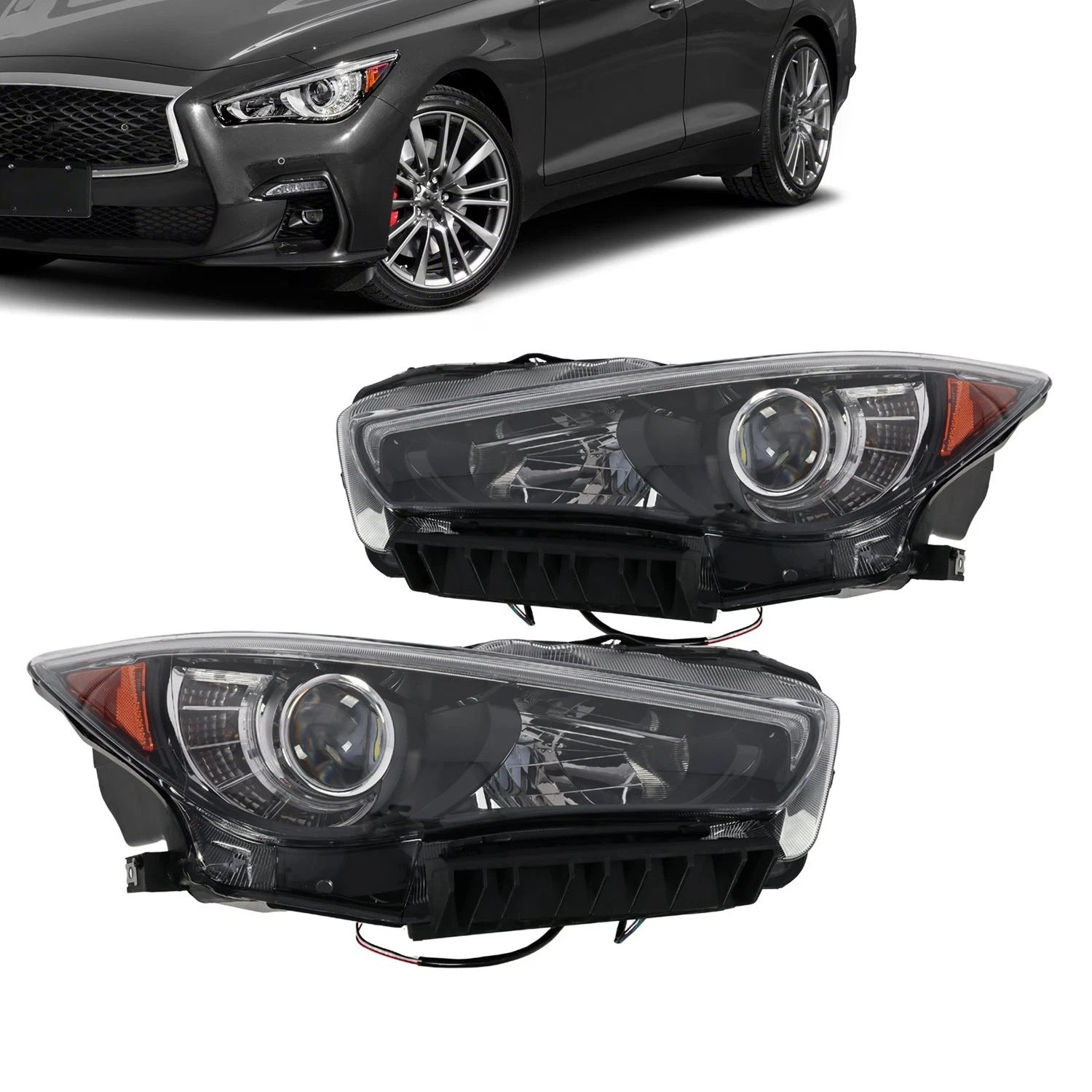 LED Headlight Pair for Infiniti Q50 (2014–2022) w/o AFS