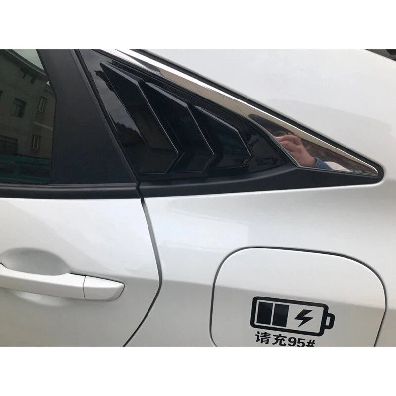 2X Black ABS Vent Quarter Side Window Louver Cover for Honda Civic (2016–2021)