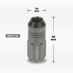Set of 20 M12X1.5 Gunmetal Closed End Cone Hex Wheel Lug Nuts + Extension 20mm