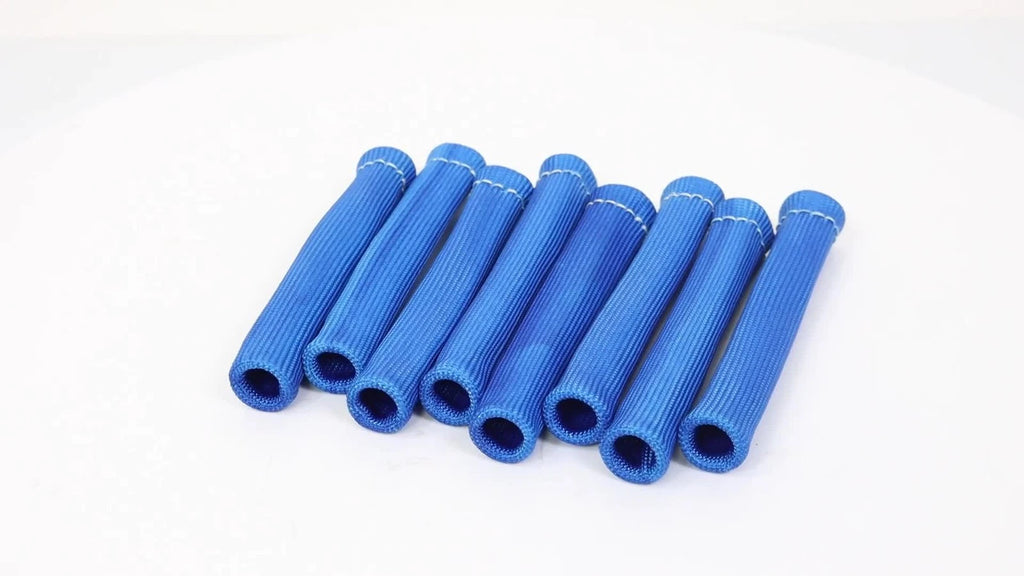 8Pcs Blue Spark Plug Wire Boots Heat Shield for SBC BBC 350