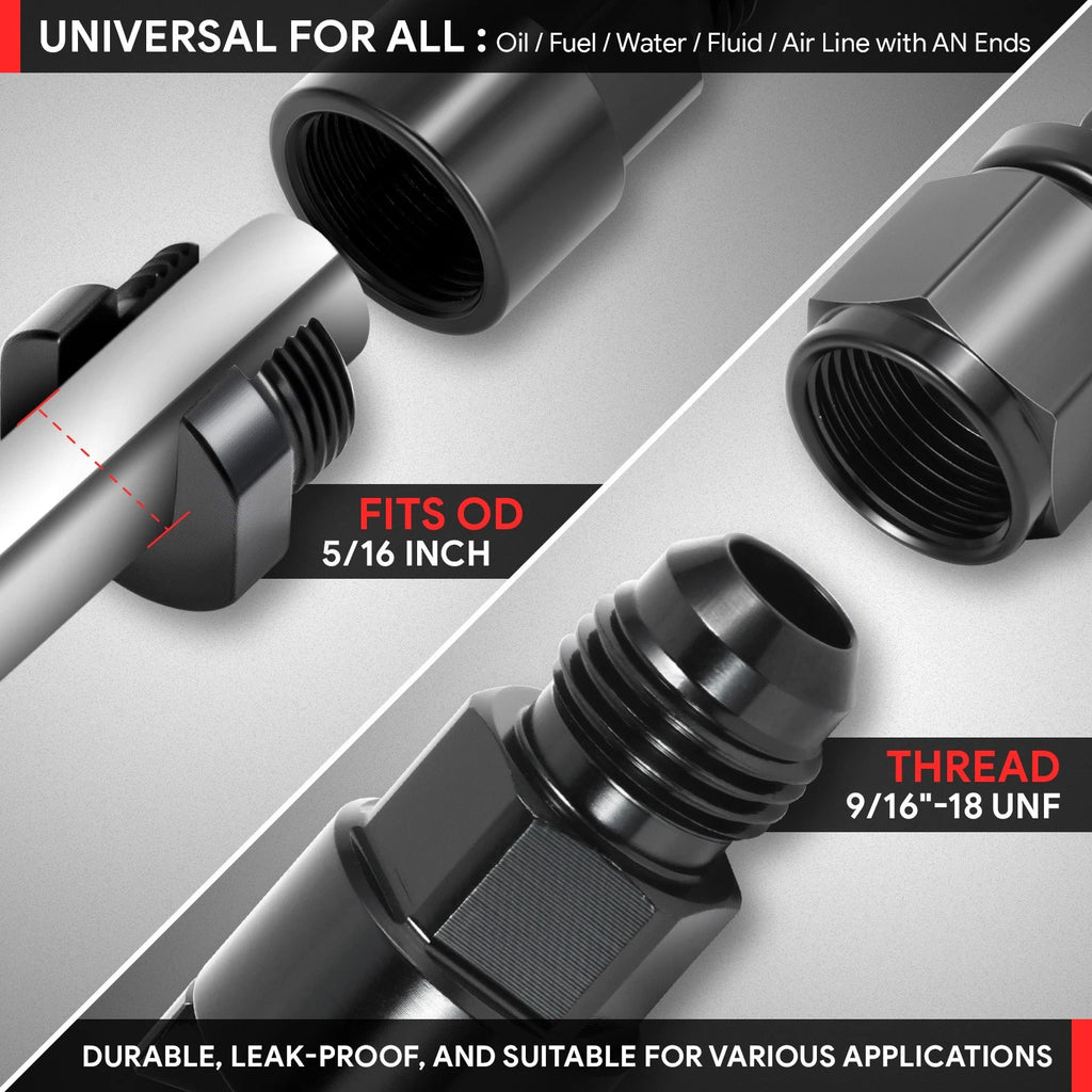 6AN Feed EFI Adapter Fitting for Fuel Line to 5/16" Rail (1500PSI)