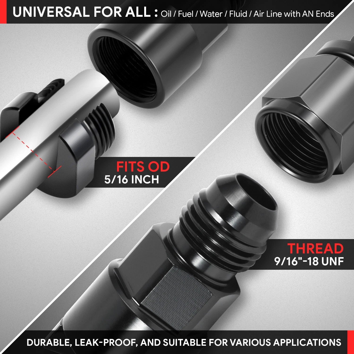 6AN Feed EFI Adapter Fitting for Fuel Line to 5/16" Rail (1500PSI)