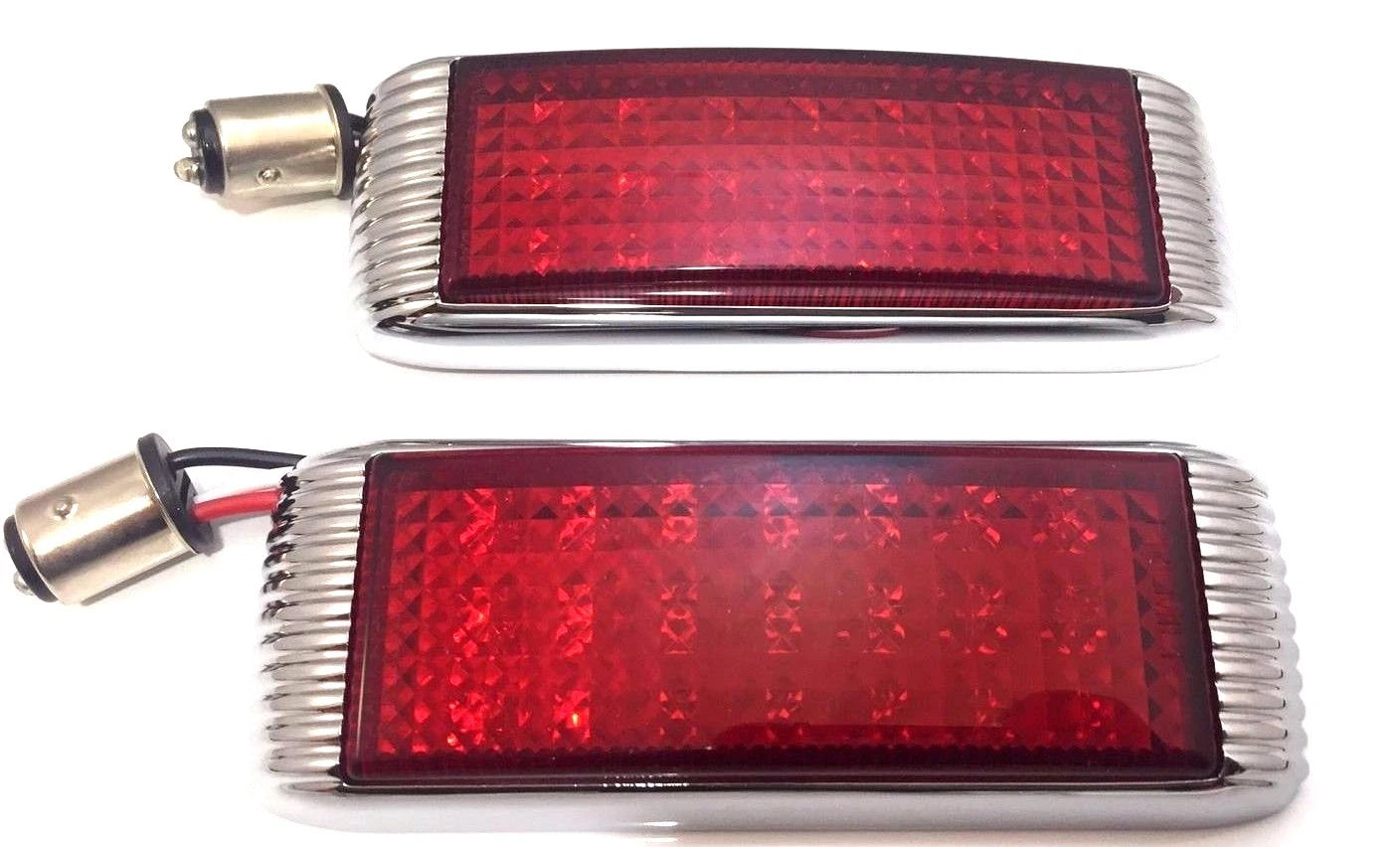 LED Tail Lights with Chrome Bezel Replacement for 1941 Ford Style