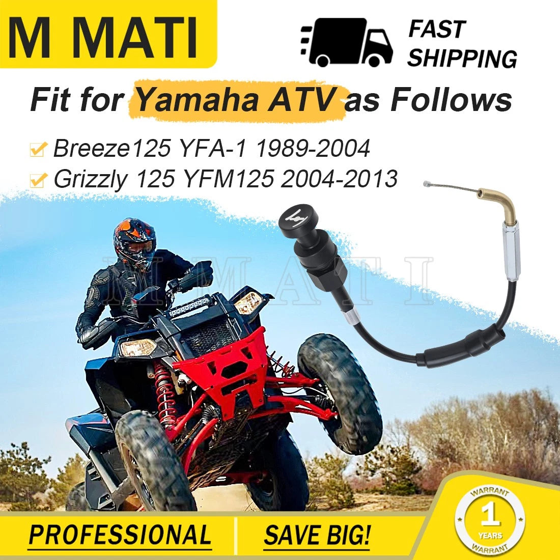 Starter Choke Cable Assembly for Yamaha Breeze 125 YFA1 (1989–2004) 3FA-26331-00-0