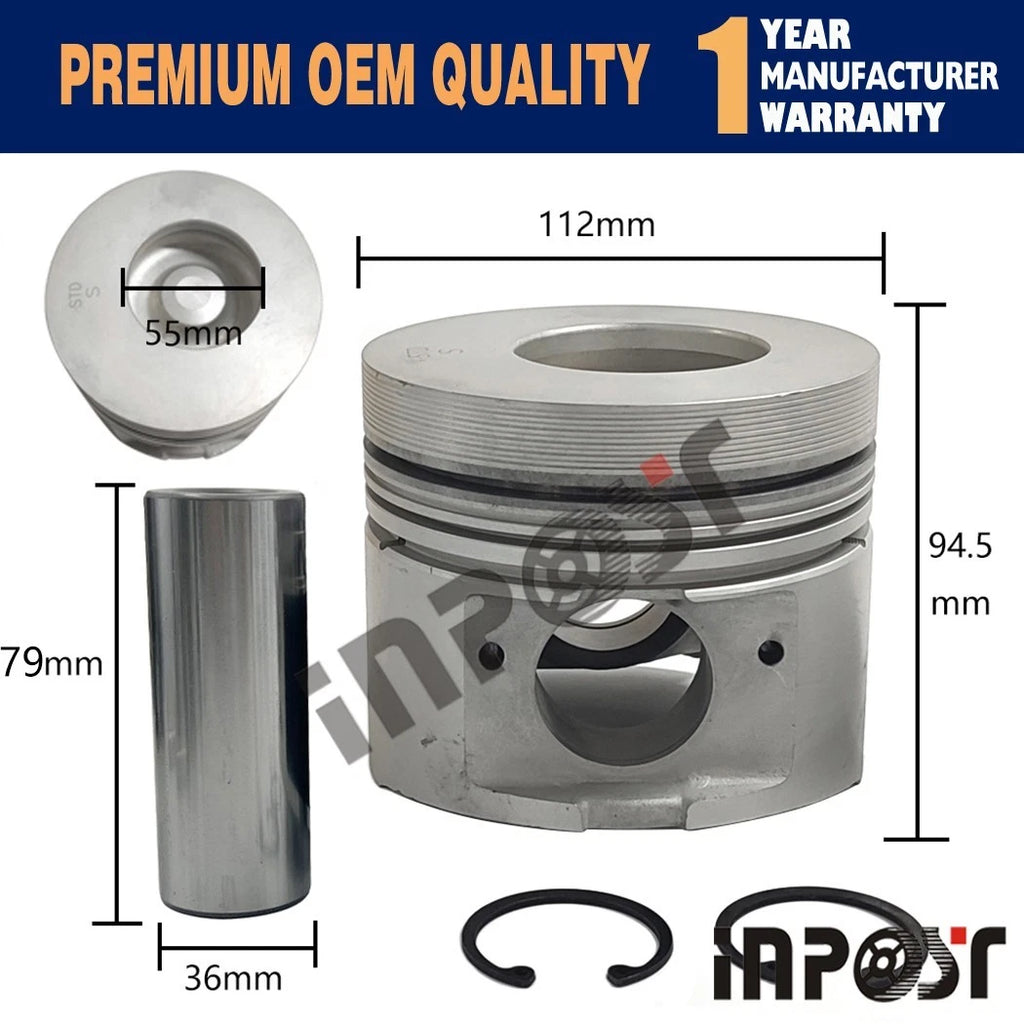 Set of 4 Piston with Rings for Isuzu NKR (4HF1)