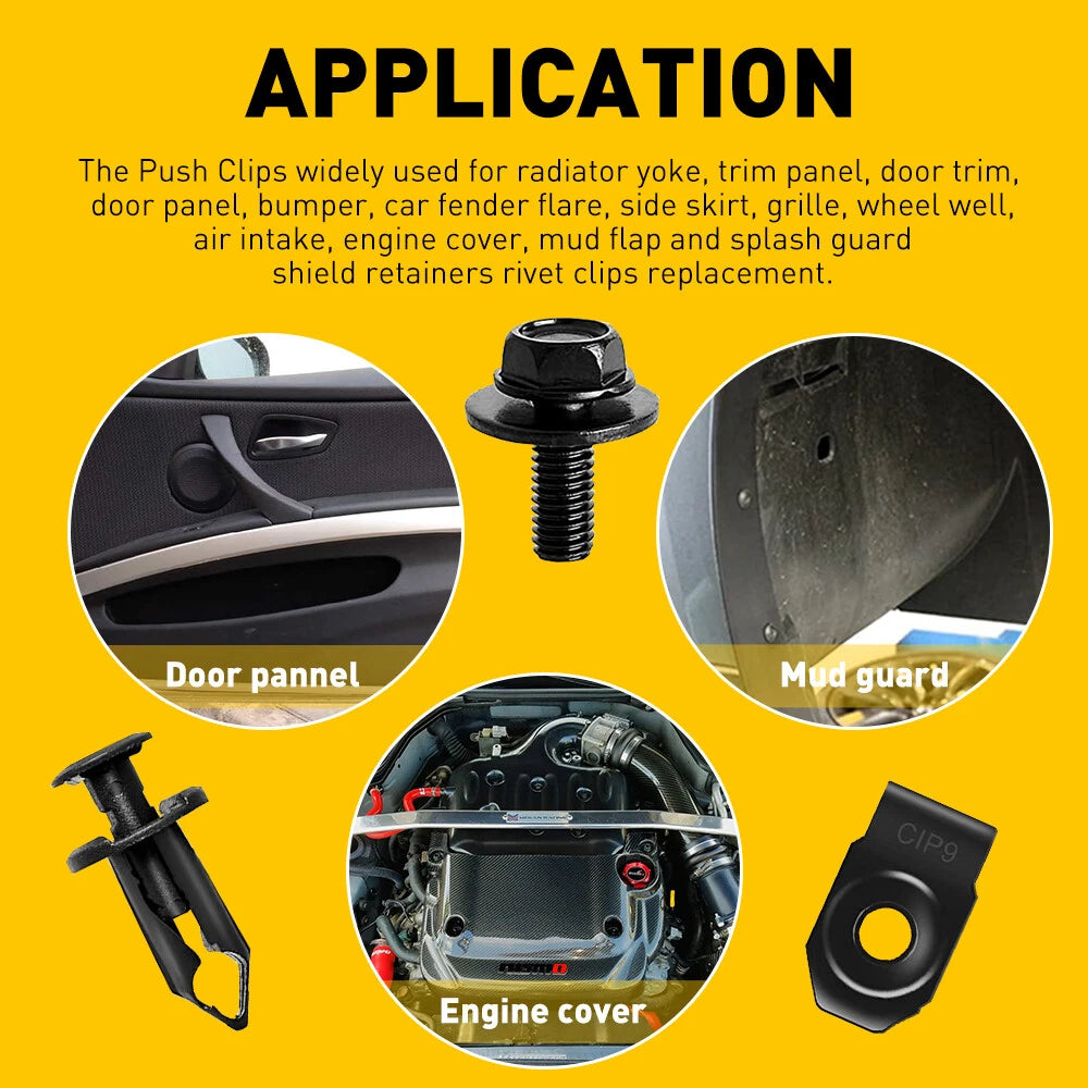 Body Bolts U-nut & Clips for Universal Engine Under Cover Splash Shield