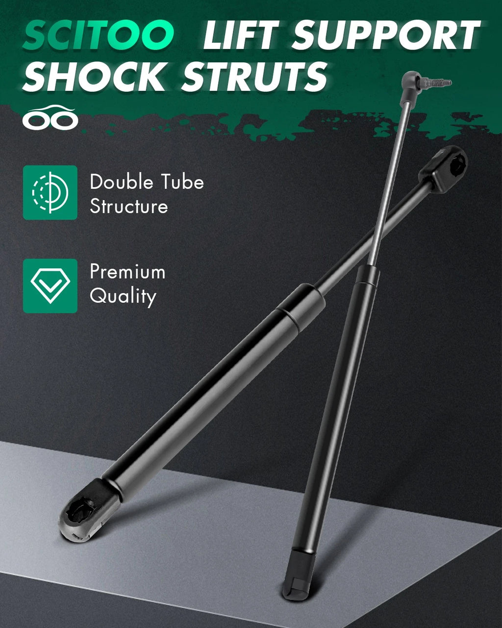 2 Rear Window & 2 Hood Lift Supports Gas Struts for Jeep Grand Cherokee (1999–2004)