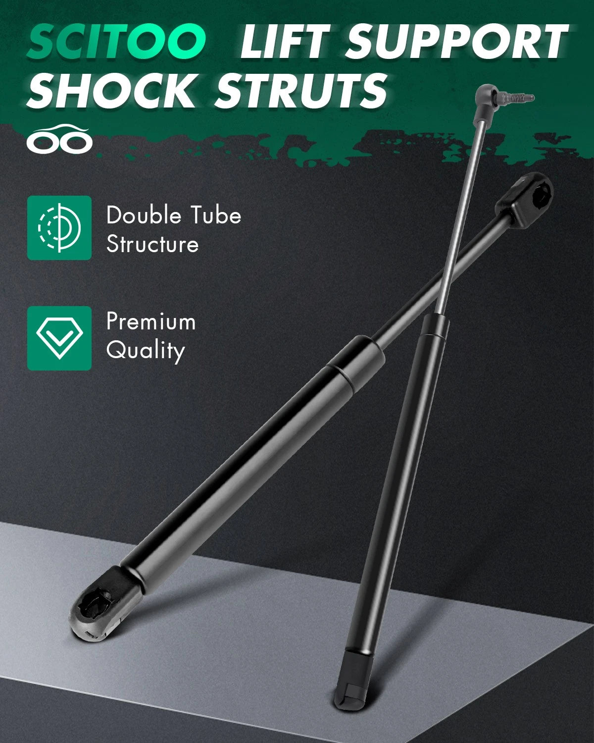 2 Rear Window & 2 Hood Lift Supports Gas Struts for Jeep Grand Cherokee (1999–2004)