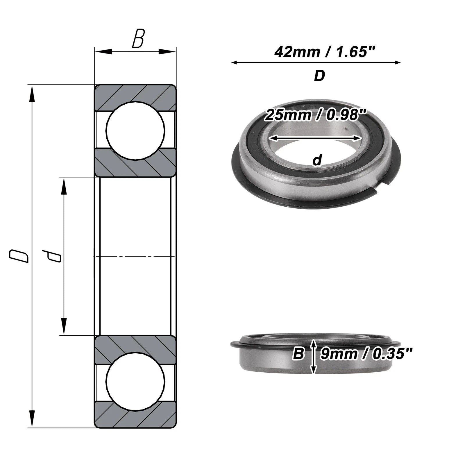 Deep Groove Ball Bearings 25x42x9mm for Various Applications (6905NR2RS)
