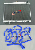Aluminum Radiator & Silicone Hose Blue for Nissan R33 R34 GT GTT GTR (1999-2000)