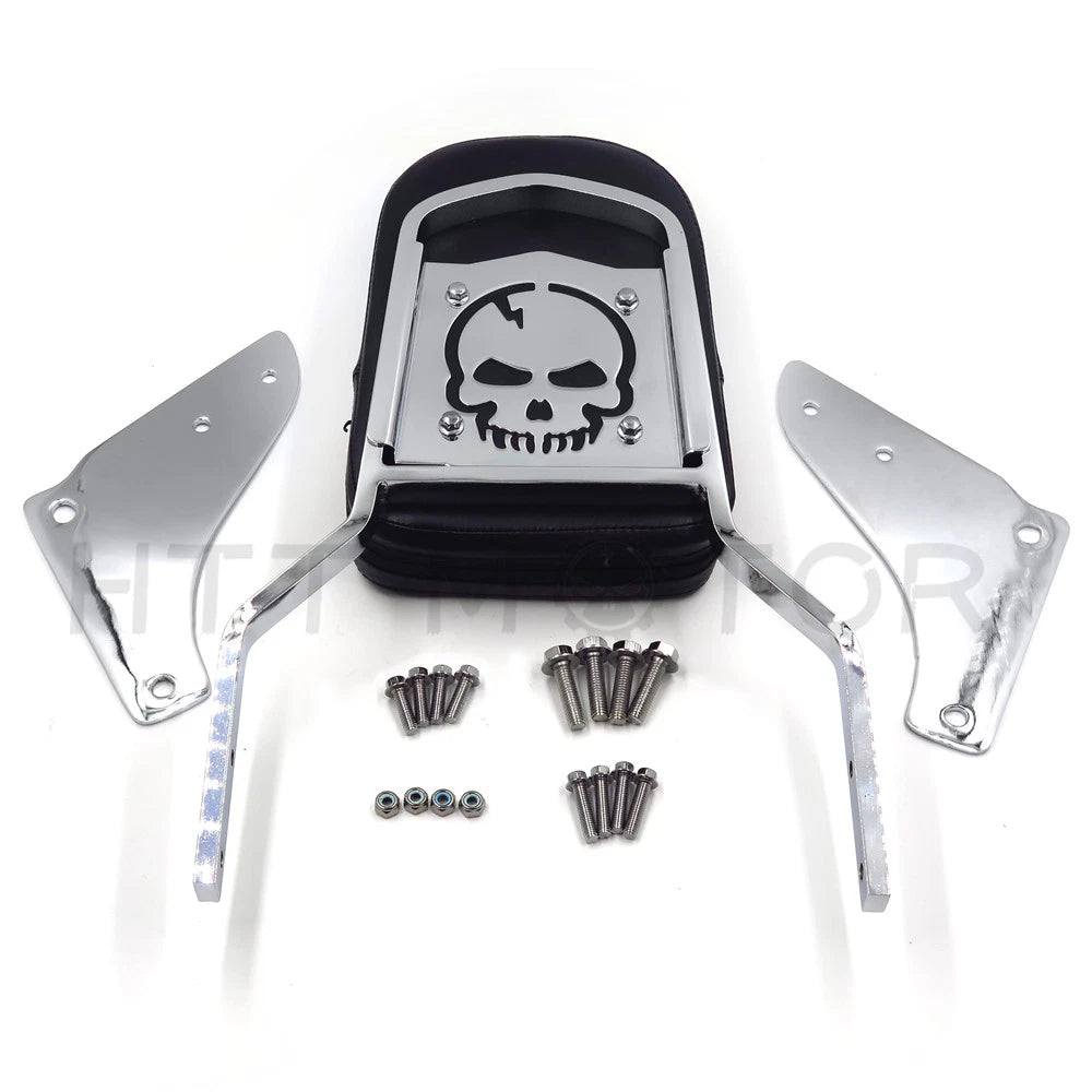 Skull Sissy Bar with Backrest & Leather Pad for Honda Shadow Ace 1100 (1997–2003)