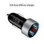 Dual USB Car Charger with LED Display for Universal Vehicles (2010–2023)