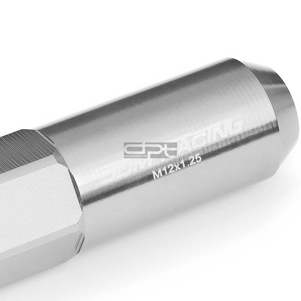 20x Open End M12x1.25 60mm Tall Silver Hexagon Lug Nuts + Adapter