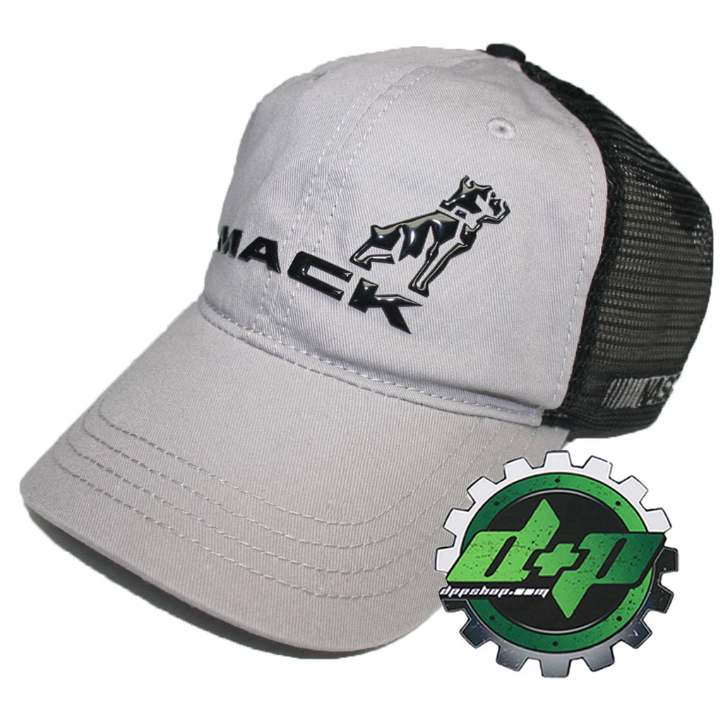 Mack Grey & Black Mesh NASCAR Hat Cap Adjustable Snap Back