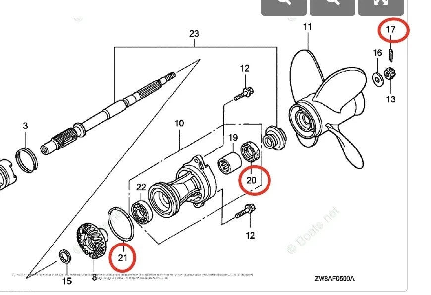 Lower Unit Seal Kit for Honda 8/9.9/10/15/20HP (91252-ZW9-003, 91251-935-004)