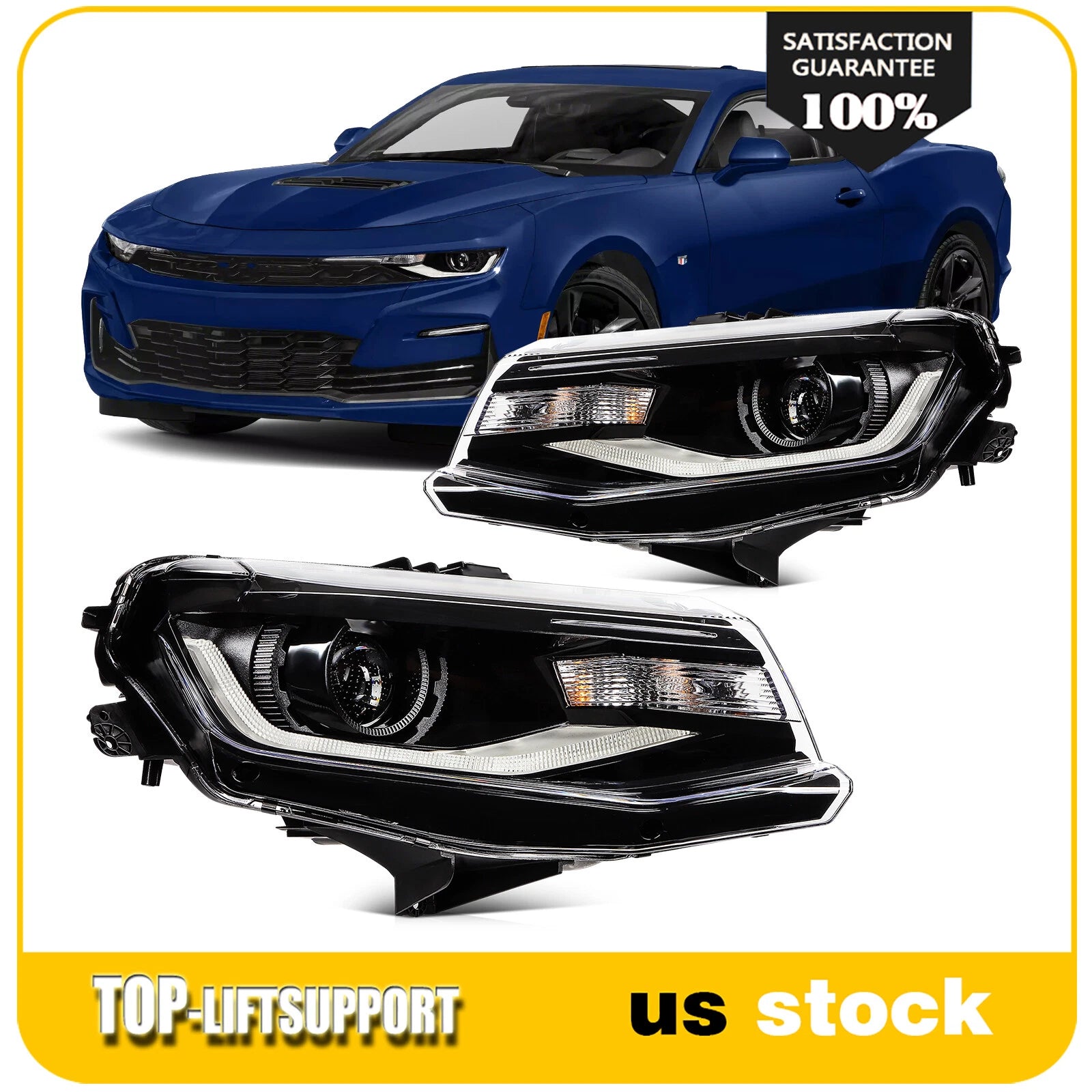 Pair of LED Projector Headlights for Chevy Camaro (2016–2022)