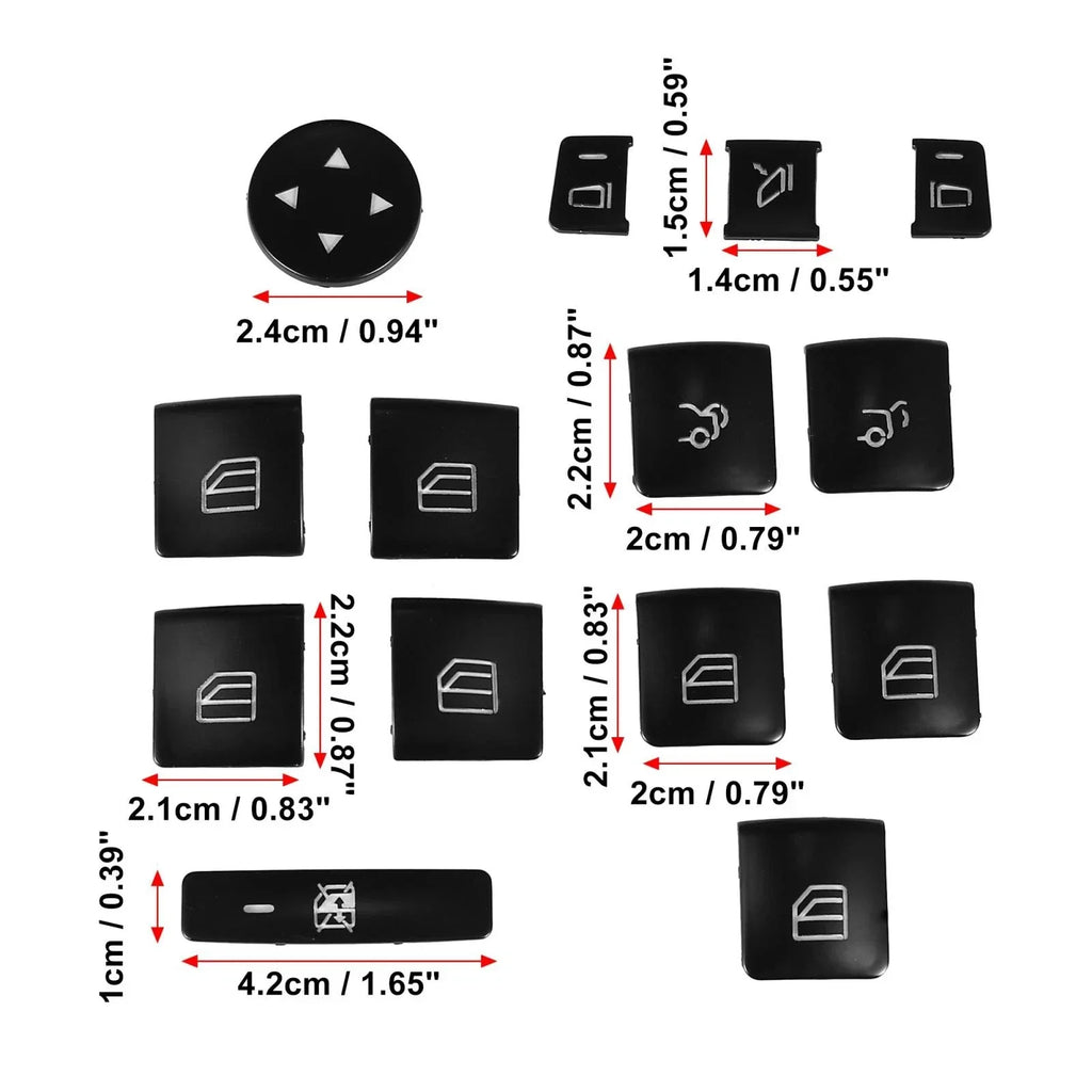 Car Front Door Armrest Window Switch Button Covers Set for Mercedes-Benz