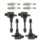 Set of 4 Ignition Coils & Spark Plugs for Nissan Sentra L4 1.8L (2002–2006) UF351