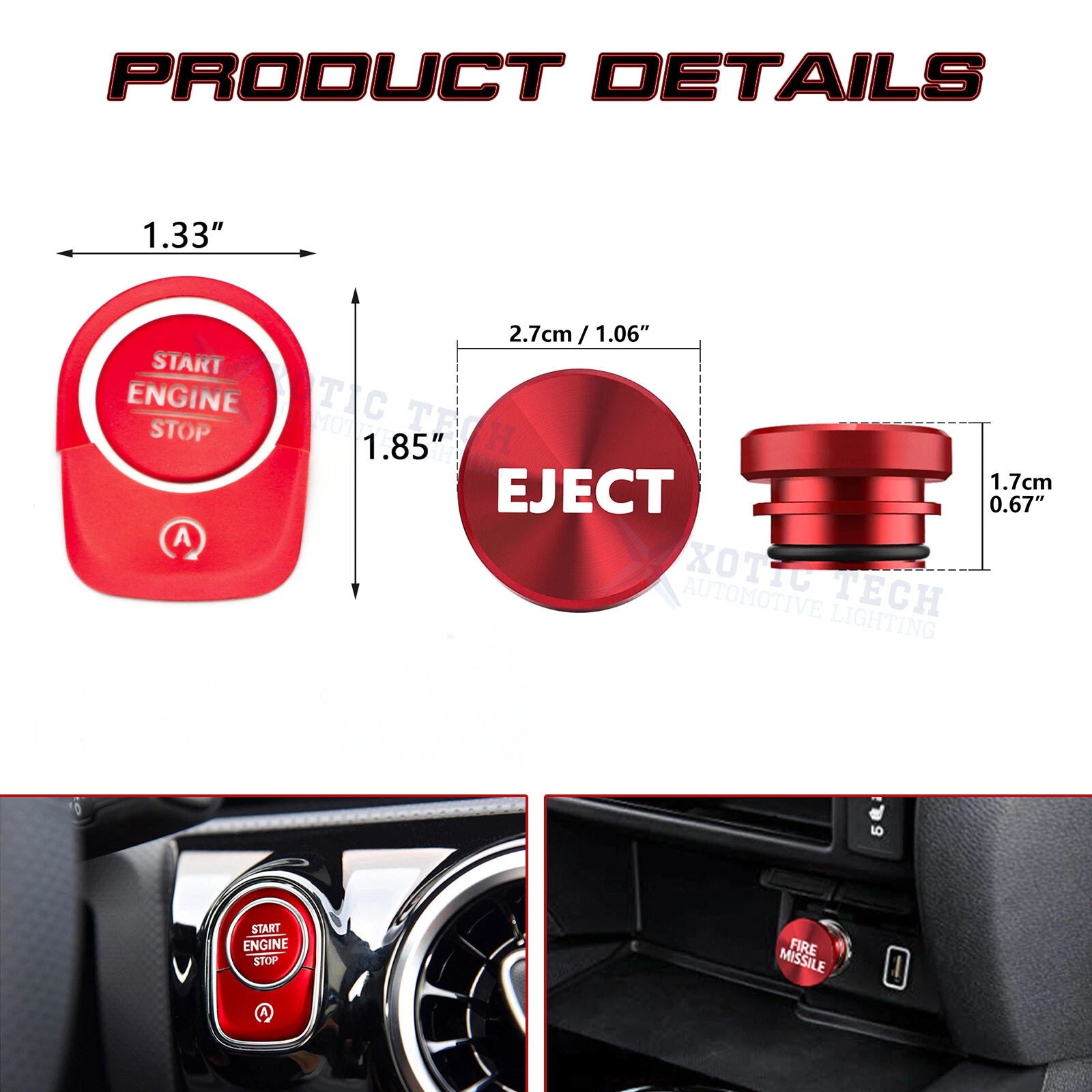 Push Start & Cigarette Lighter Button Cover for Mercedes A CLA GLA GLB (2019-2024)