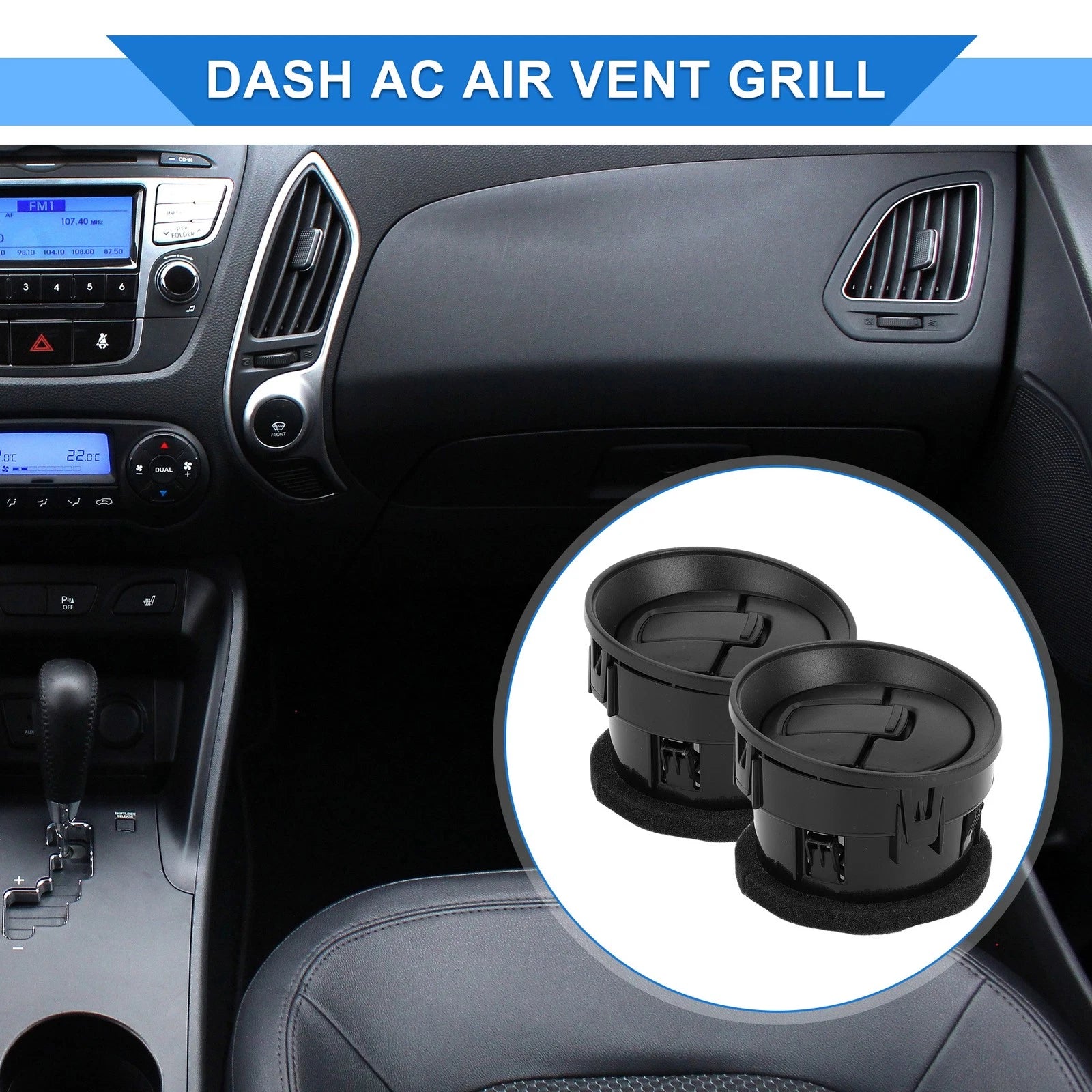 2 Pcs Center Dash A/C Outlet for Ford F150 LOBO (2009–2014) ABS Black