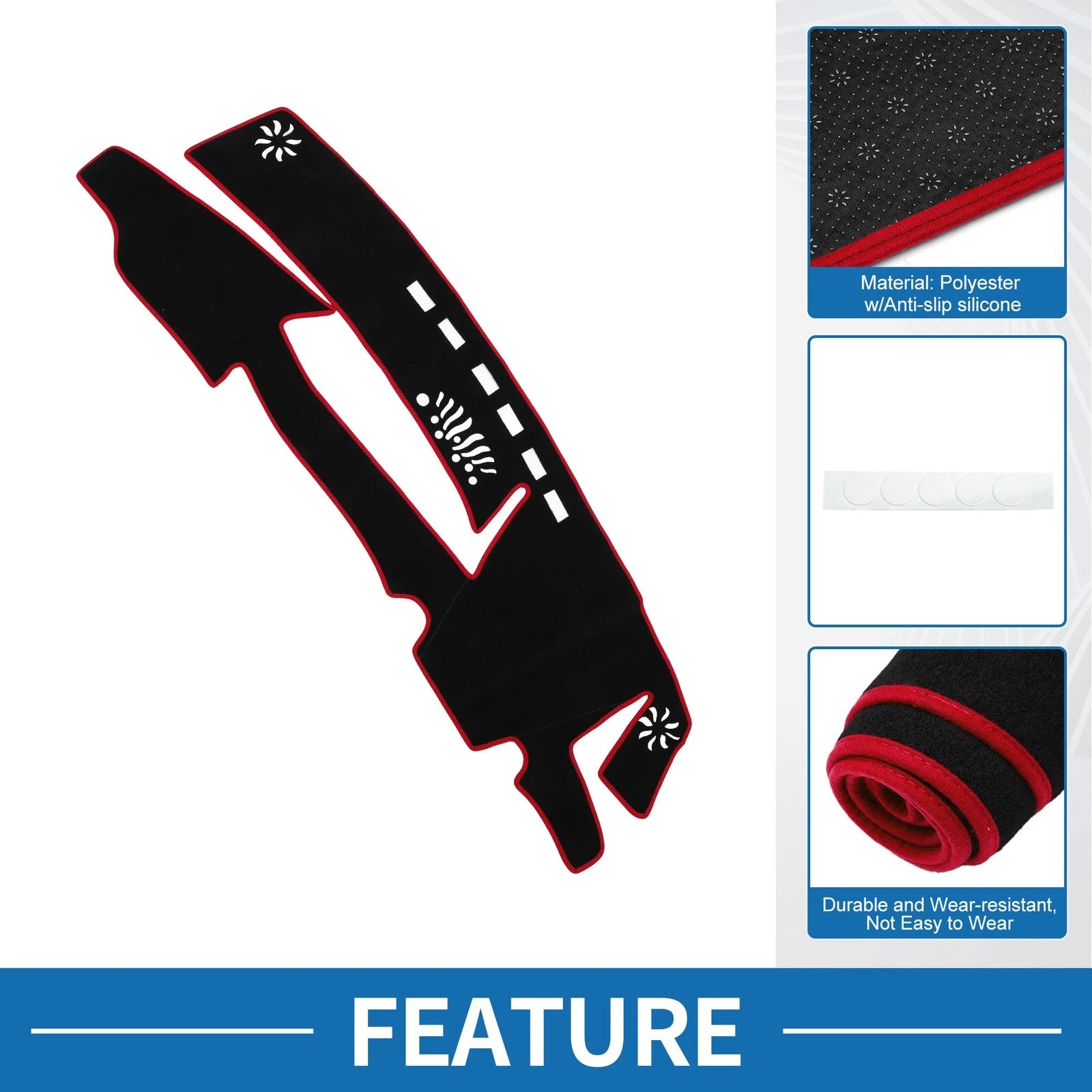 Dashboard Cover Mat for Lexus ES 300h (2021–2023) Sun Protector Black Red