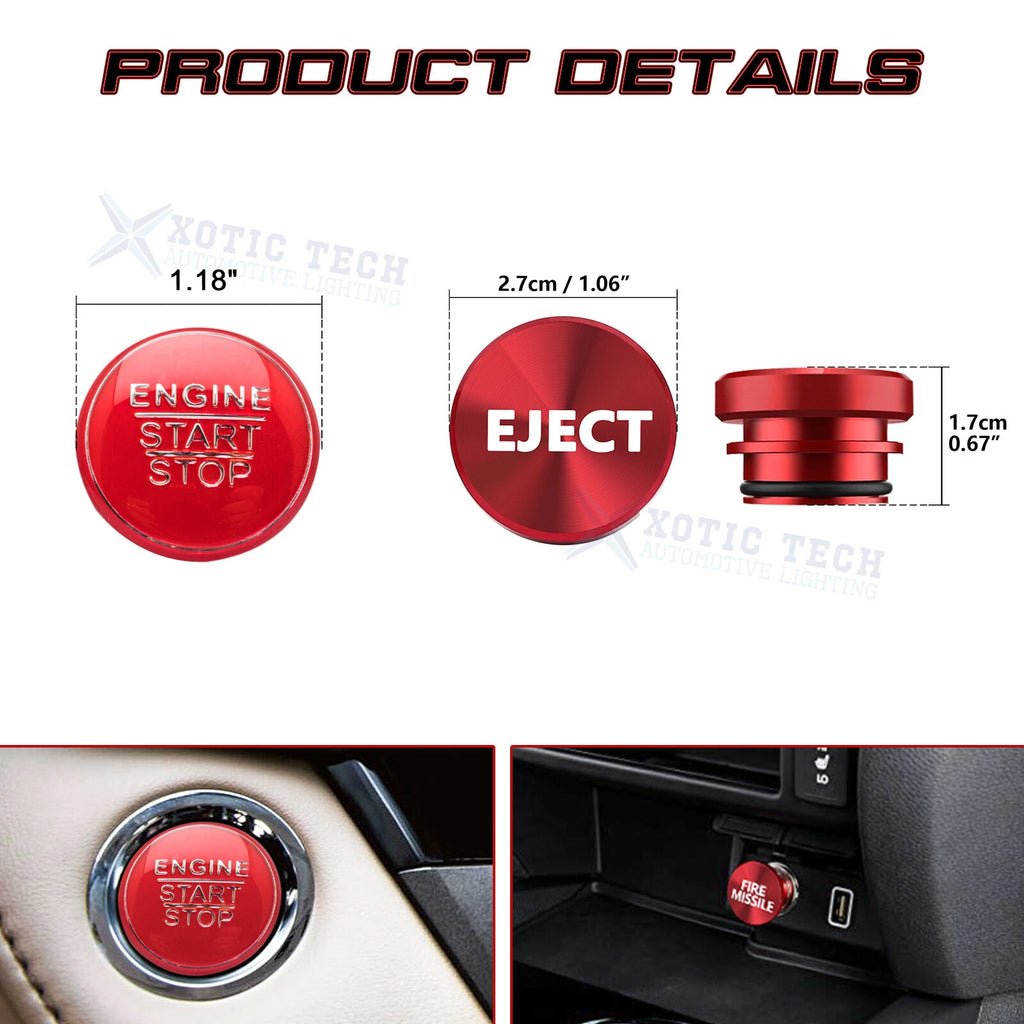 Red Alloy Engine Start + Cigarette Lighter Eject Button Trim for Lexus IS200t (2016-2017)