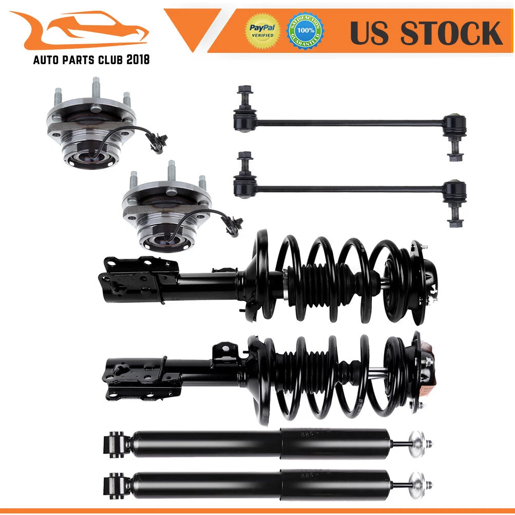 Front Struts and Wheel Hub Bearings for Chevy Malibu (2008-2012)