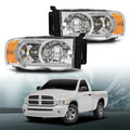 Clear Chrome LED Tube DRL Headlights for Dodge Ram 1500 2500 3500 (2002–2005)