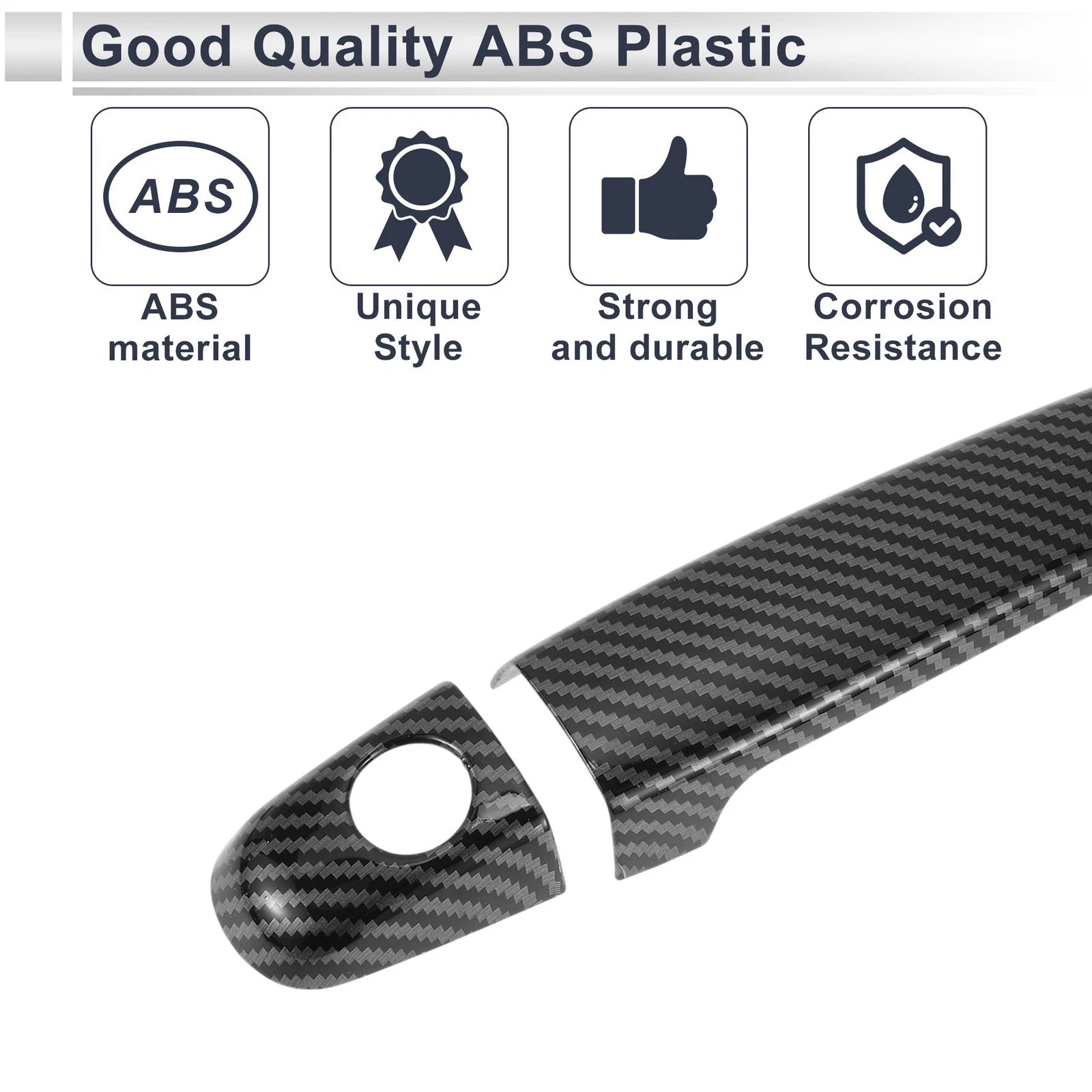 Door Handle Cover Trim for Toyota Highlander (2014–2019) Carbon Fiber Black