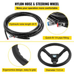 Hydraulic Outboard Steering Kit for Boat (24' Hoses, 300HP)