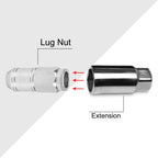 Set of 20 M12X1.5 Silver JDM Open End Cone Wheel Lug Nuts + Spline Lock + Key