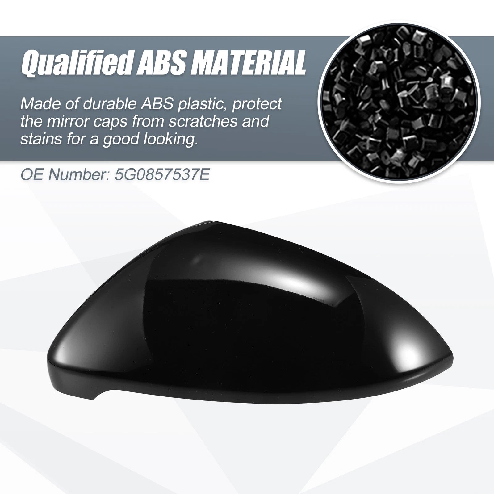 Left Mirror Cover Cap for Volkswagen Golf MK7, E-Golf (2015–2020) - Gloss Black