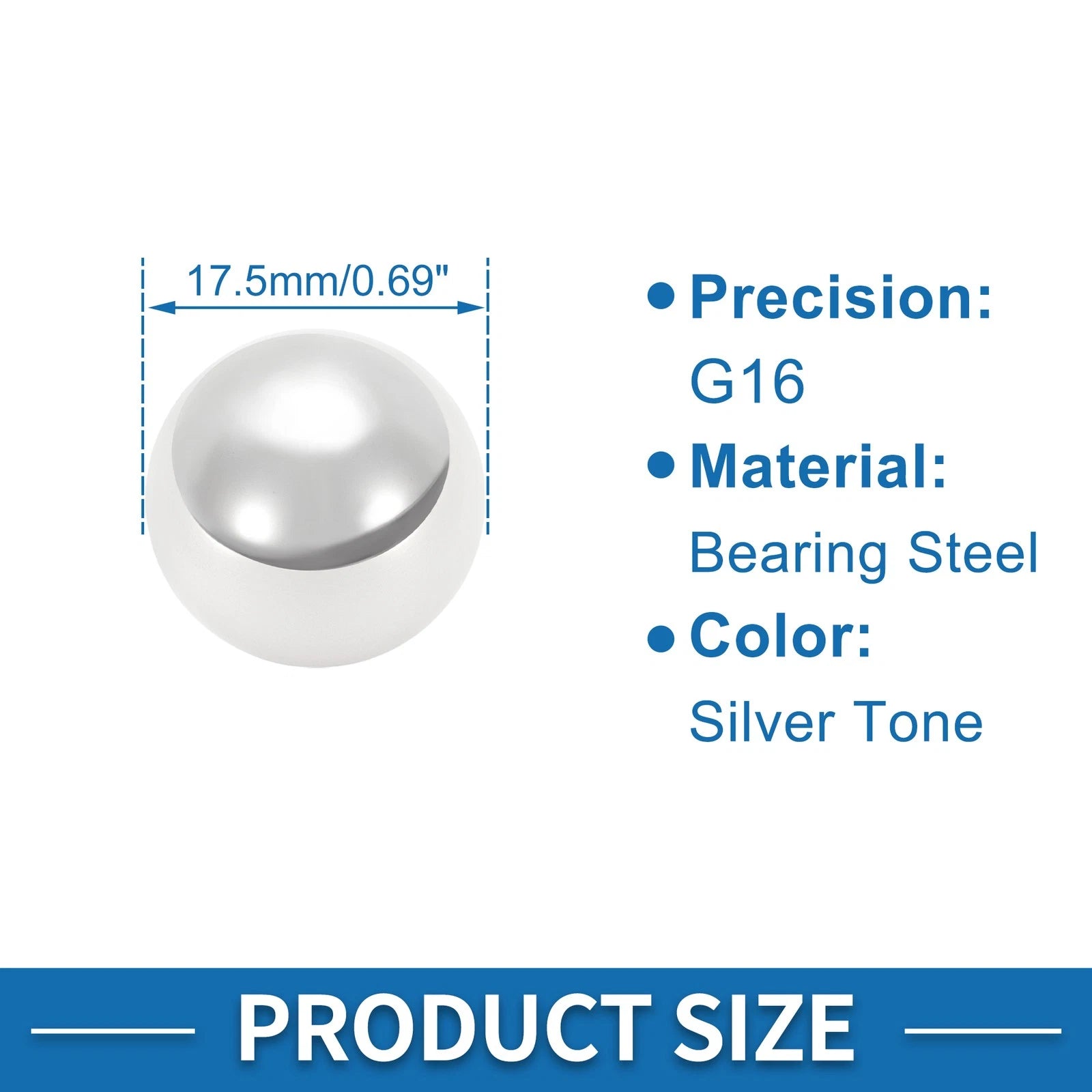 Set of 10 Steel Bearing Balls G16 17.5mm for Various Applications