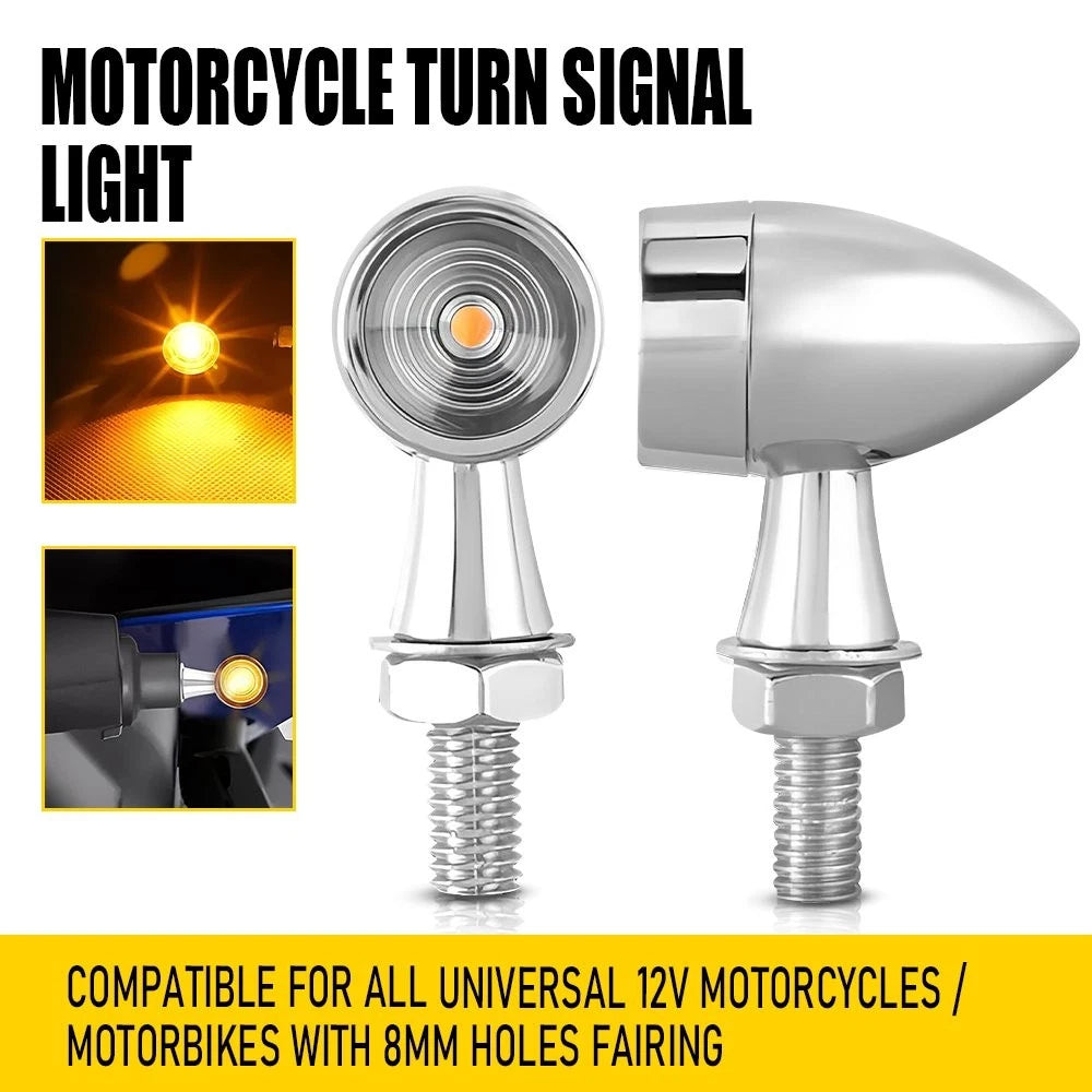 AUXITO 2410 LED Turn Signals for Universal Motorcycle (12V, Amber, Pair)