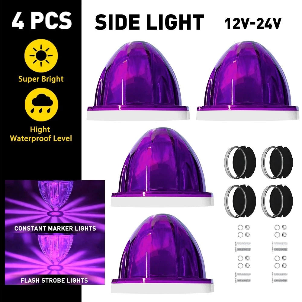 Set of 4 Universal Purple LED Side Marker Lights 12V-24V EPY