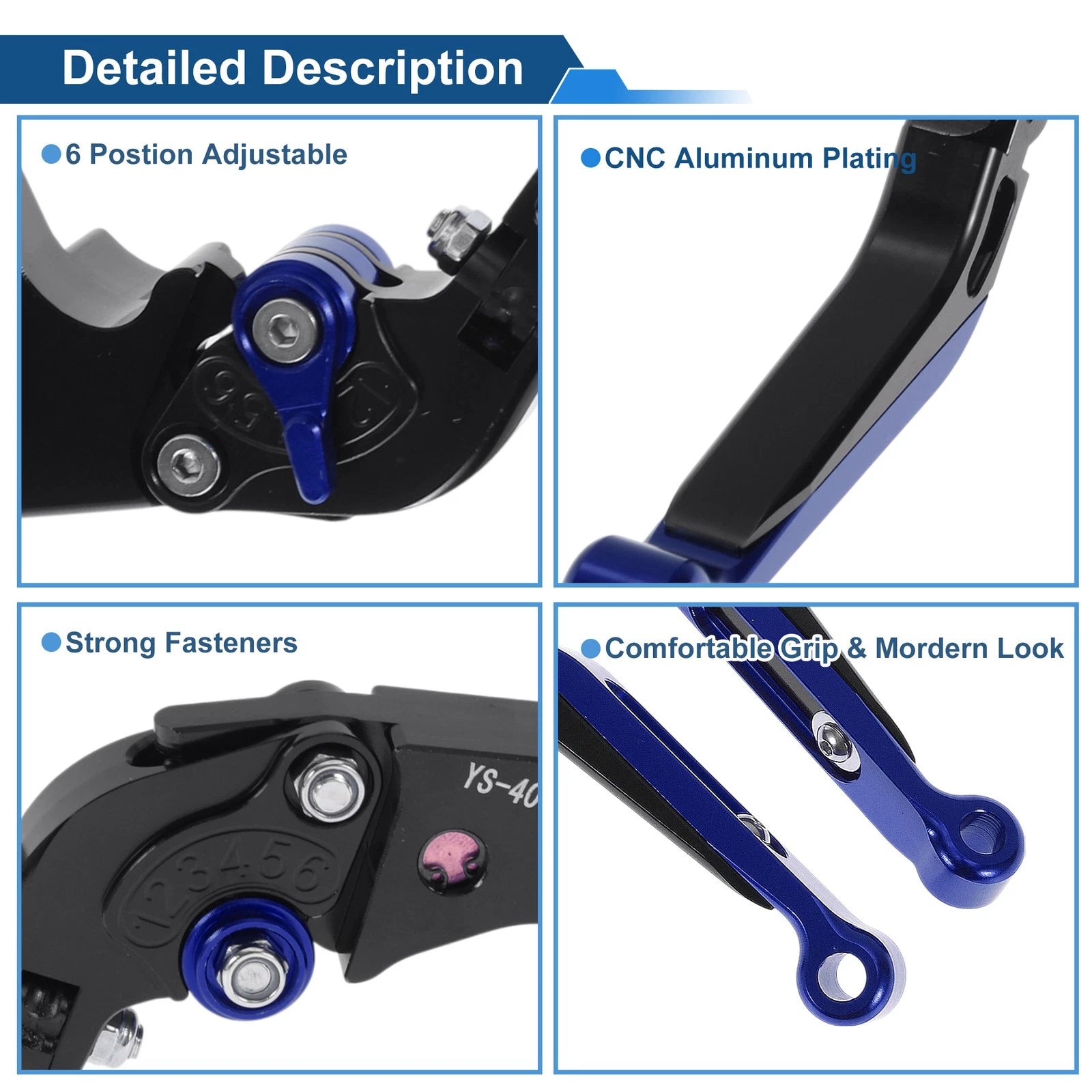 Adjustable Brake Clutch Lever for Honda CBR600RR (2003–2019) Black Blue