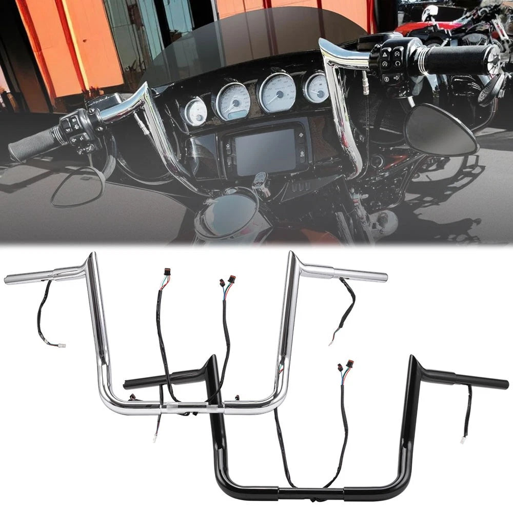 Rise 10"/12"/14" Pre Wired Meathook Handlebars for Harley Street Electra Glide (2014–Present)