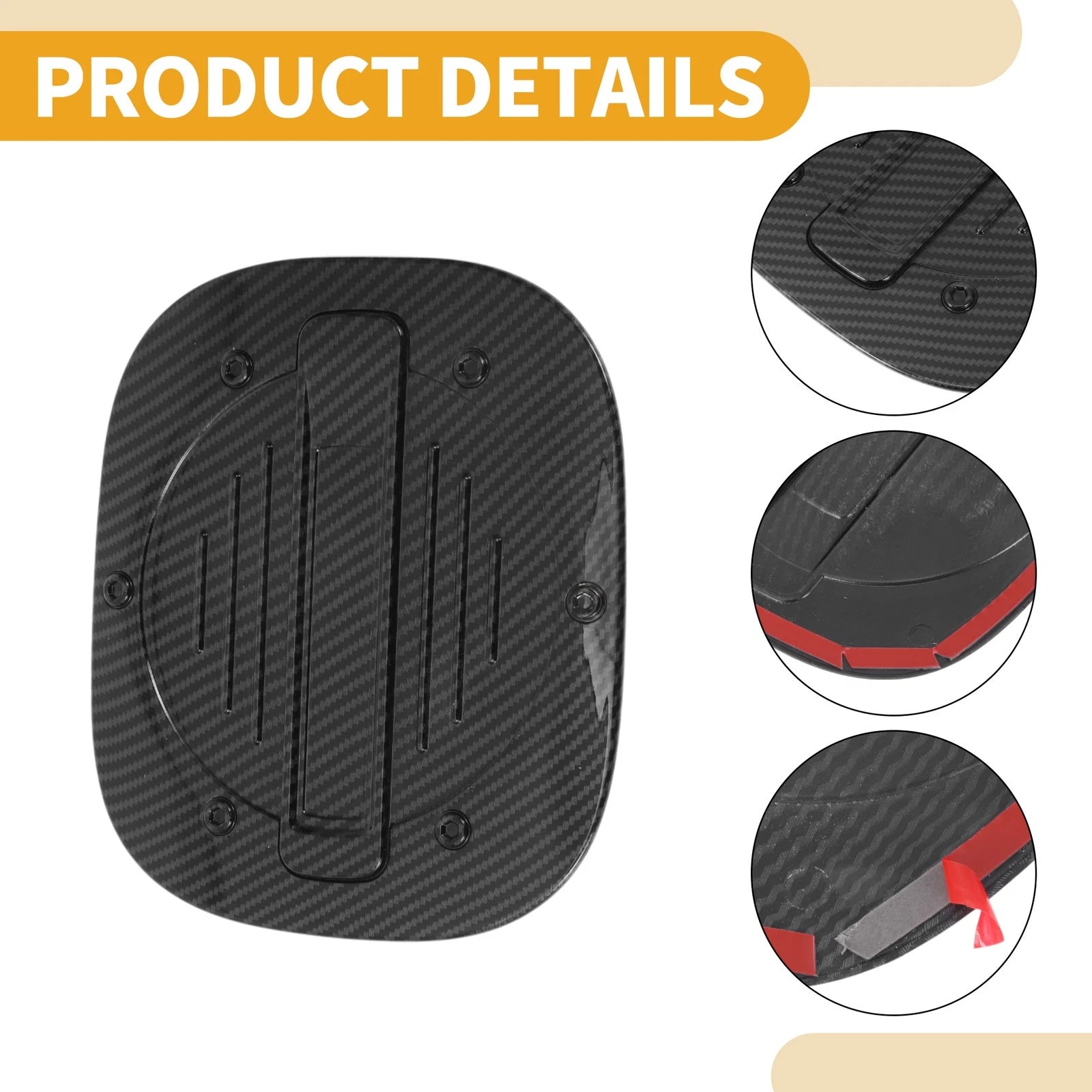 Fuel Tank Door Cap for Ford Escape (2020–2025) Adhesive Carbon Fiber Black ABS