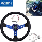 13.5" Deep Dish Racing Steering Wheel for Universal Fit