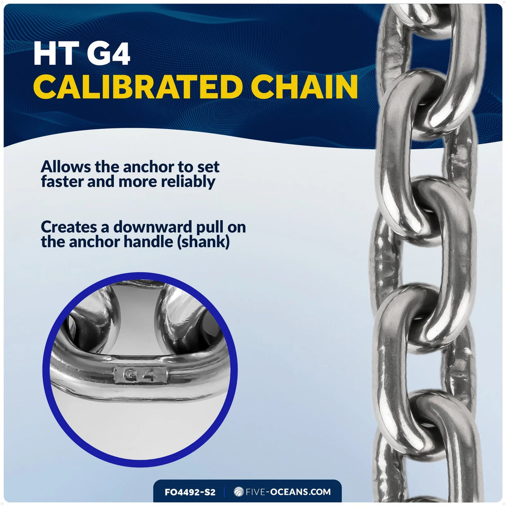 1/4" x 2' Stainless Steel Lead Chain with Shackles for Boat Anchor