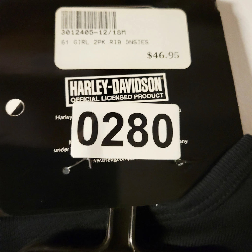 2X Sleeveless Ribbed Bodysuits for Harley-Davidson Baby Girls (18/24M)