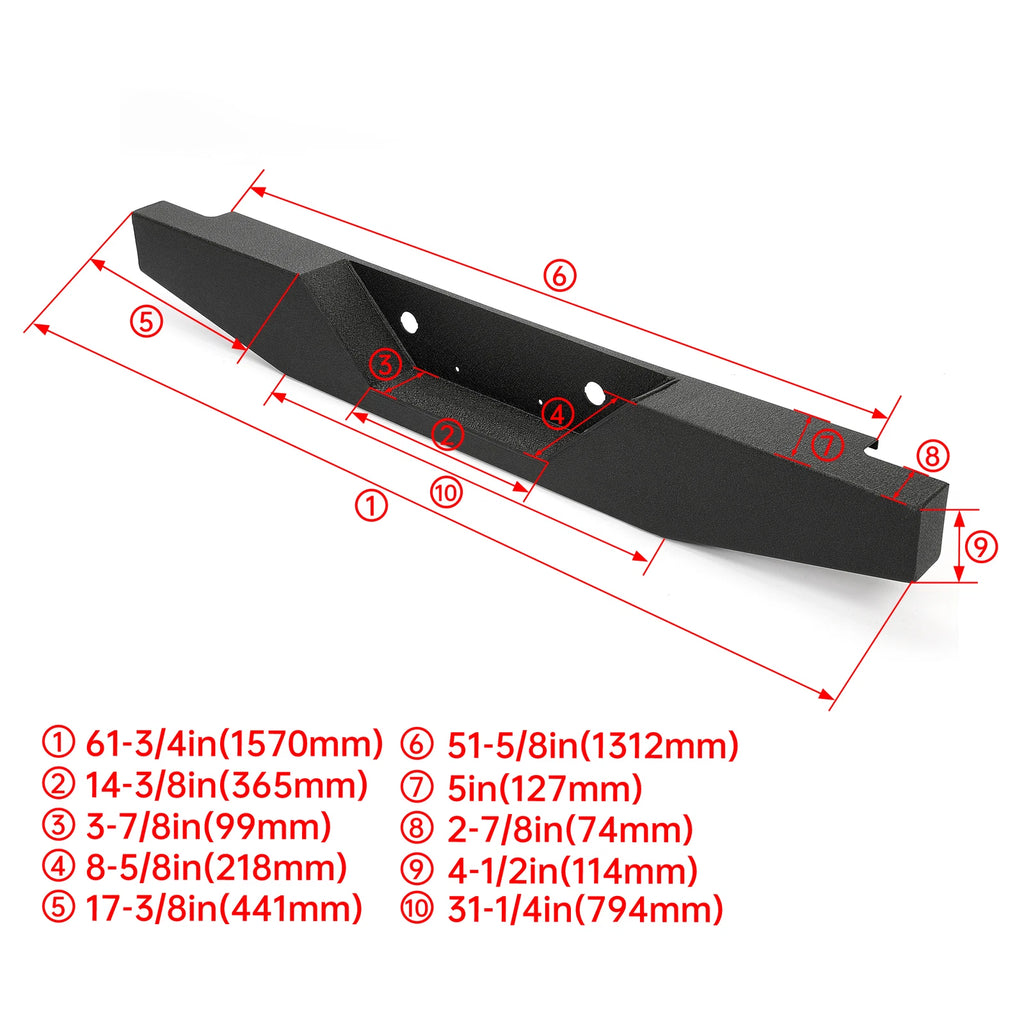 Rear Step Bumper for Ford Ranger Pickup (1993–2011) Heavy-Duty Steel
