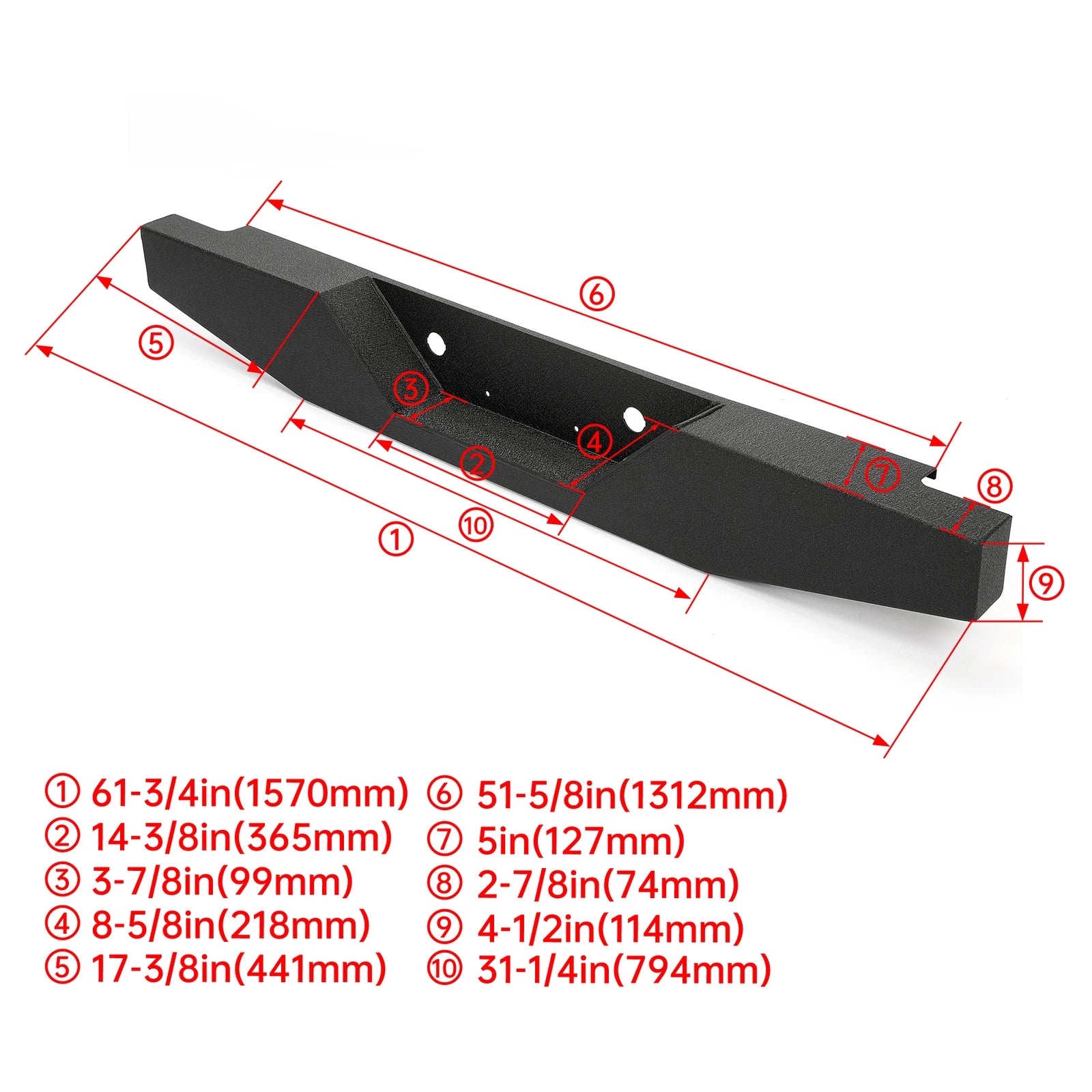 Rear Step Bumper for Ford Ranger Pickup (1993–2011) Heavy-Duty Steel