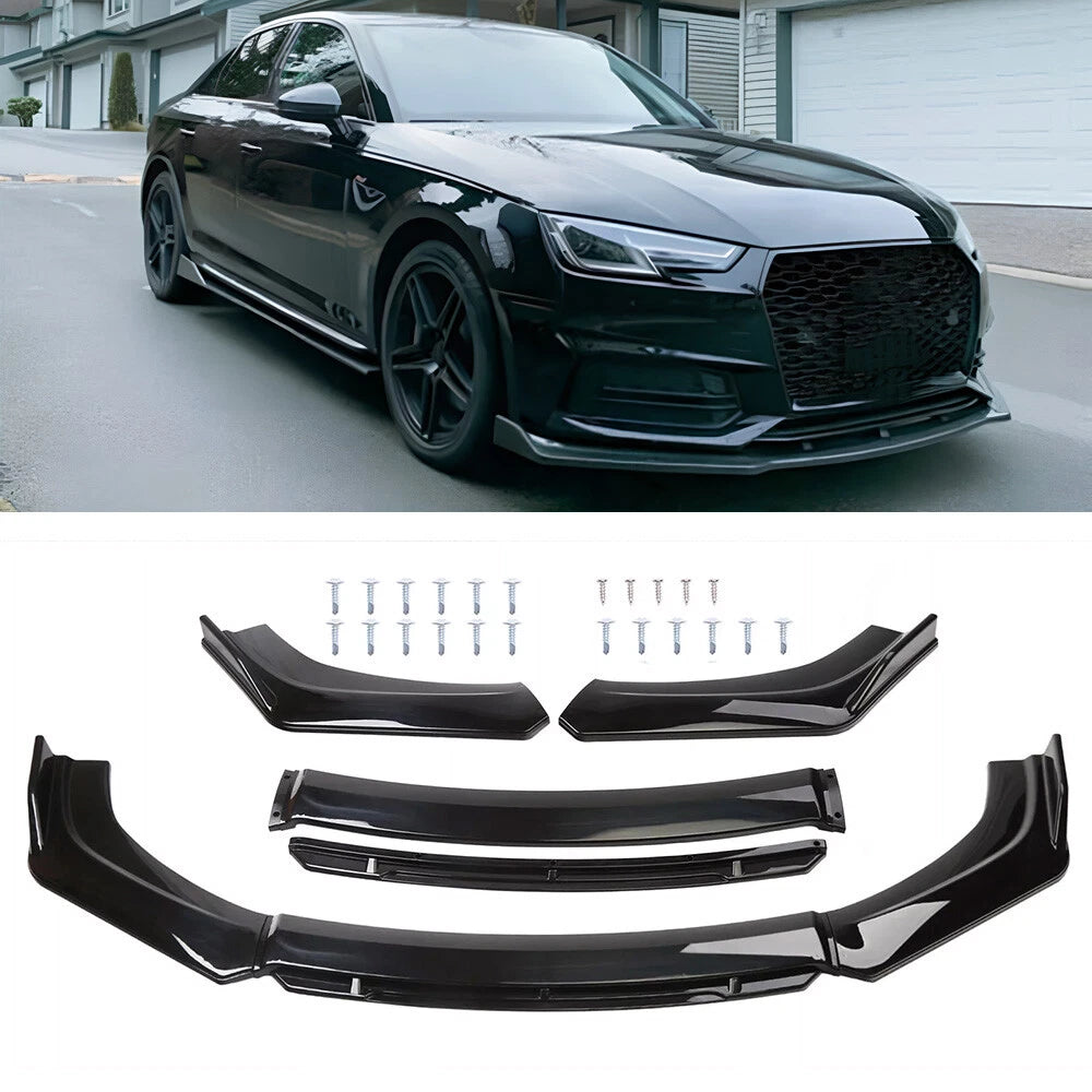 Front Bumper Lip Spoiler for Audi A3 A4 A5 A6 A7 (2010–2020) Glossy Black