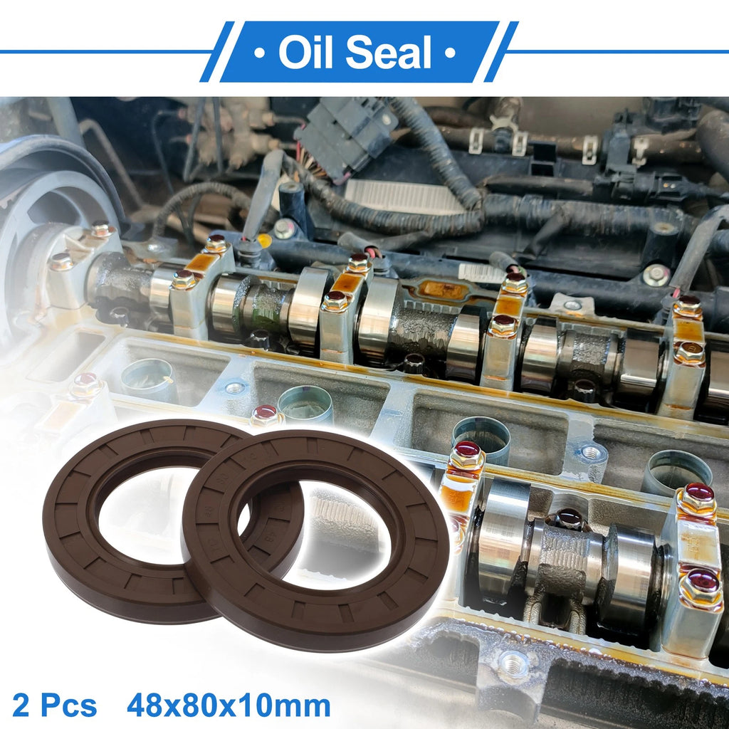 Set of 2 Oil Seal Rotary Shaft Seal FKM Rubber 48x80x10mm